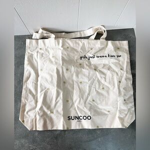 SUNCOO canvas tote bag white gold new “girls just want to have fun”